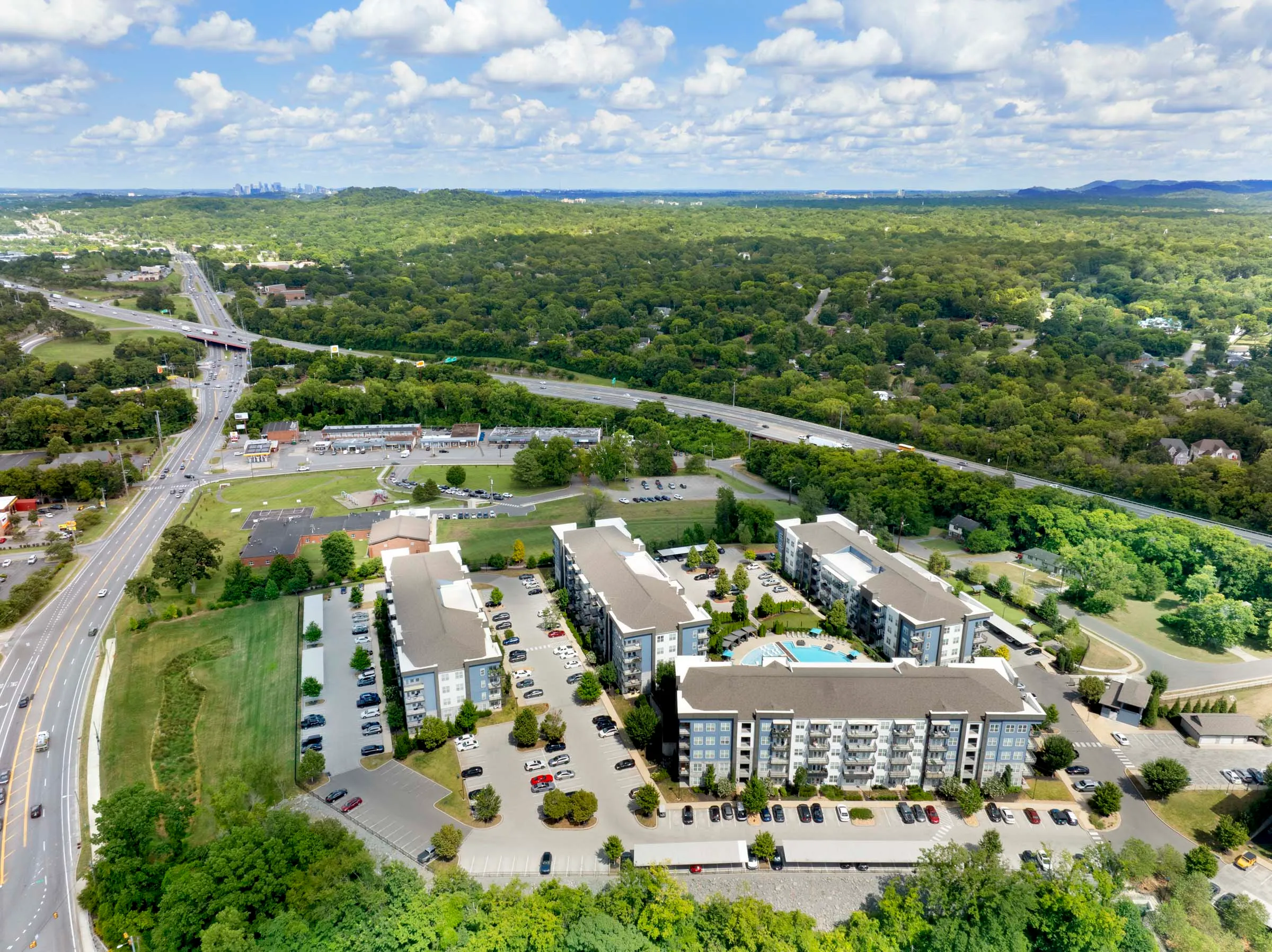 Aerial view of Camden West Nashville and nearby highways